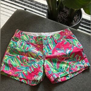 Lilly Pulitzer Pink and Green Tropical Print Shorts